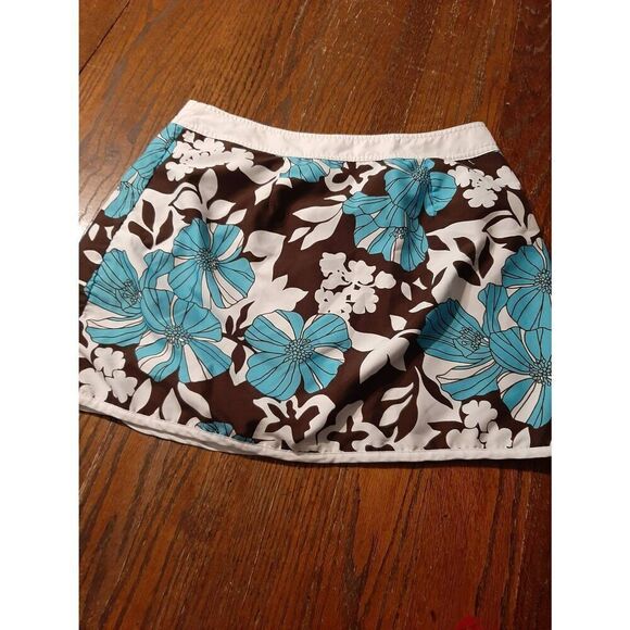 Medium St Johns Bay Bathing Suit Cover Up Reversable Aqua Blue Brown Off White - Picture 3 of 5